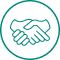 Decorative icon showing clasped hands